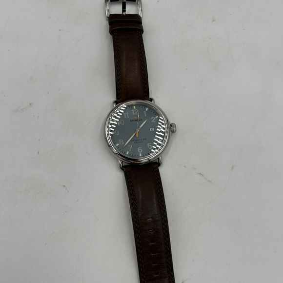 Men’s Shinola runwell 47mm slate blue dial watch leather band NWT - Picture 10 of 11